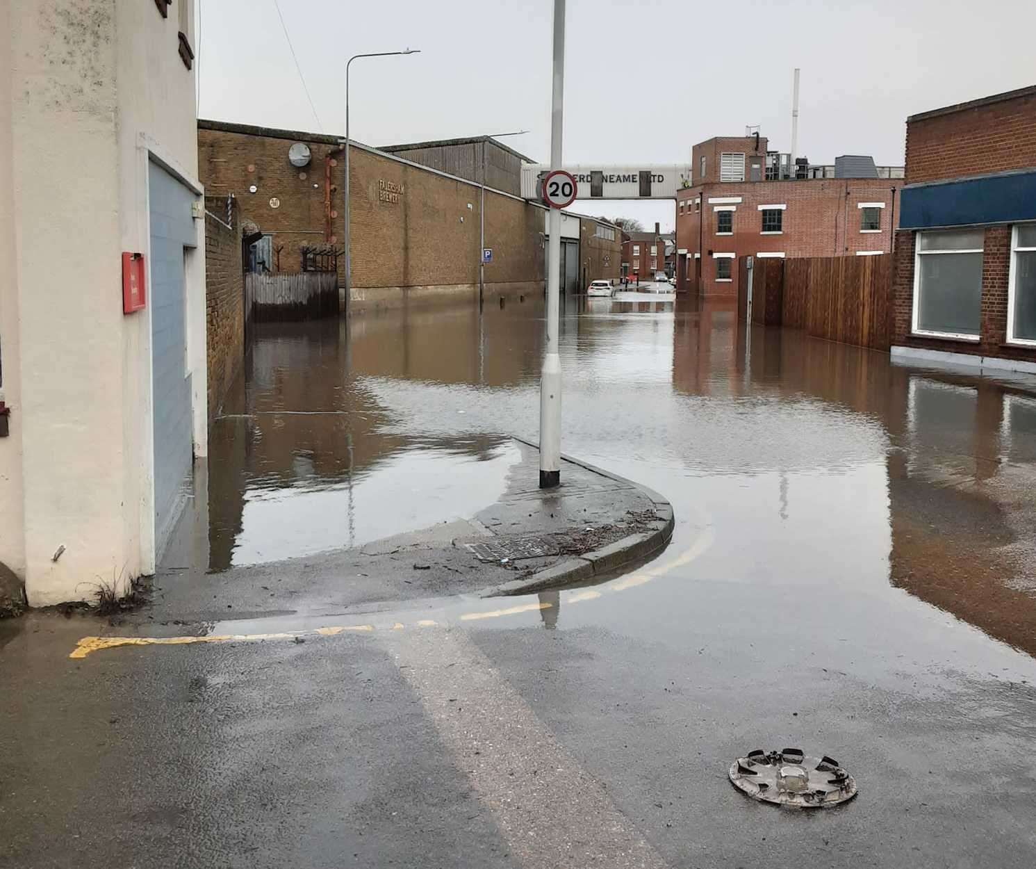 Flooding in Faversham from the creek. Picture: Richard Murr