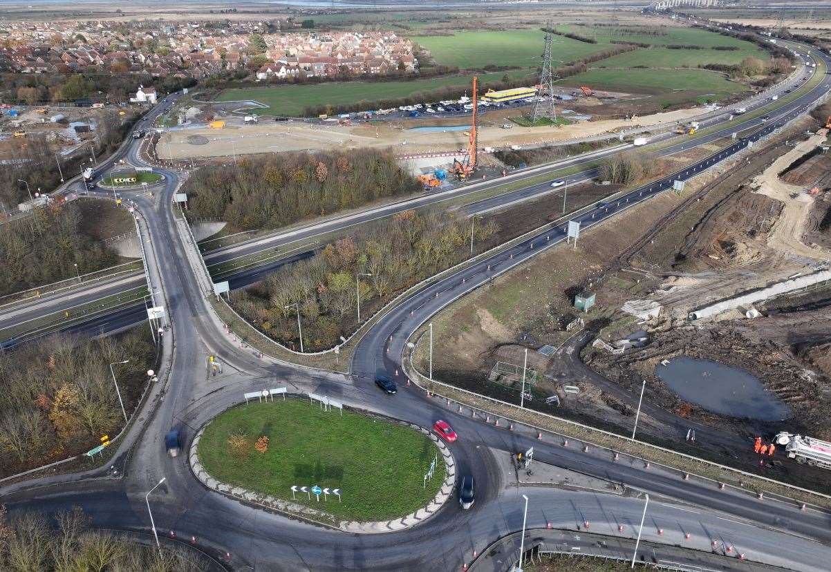 Work underway on the Grovehurst junction near Sittingbourne in November 2023. Picture: Phil Drew