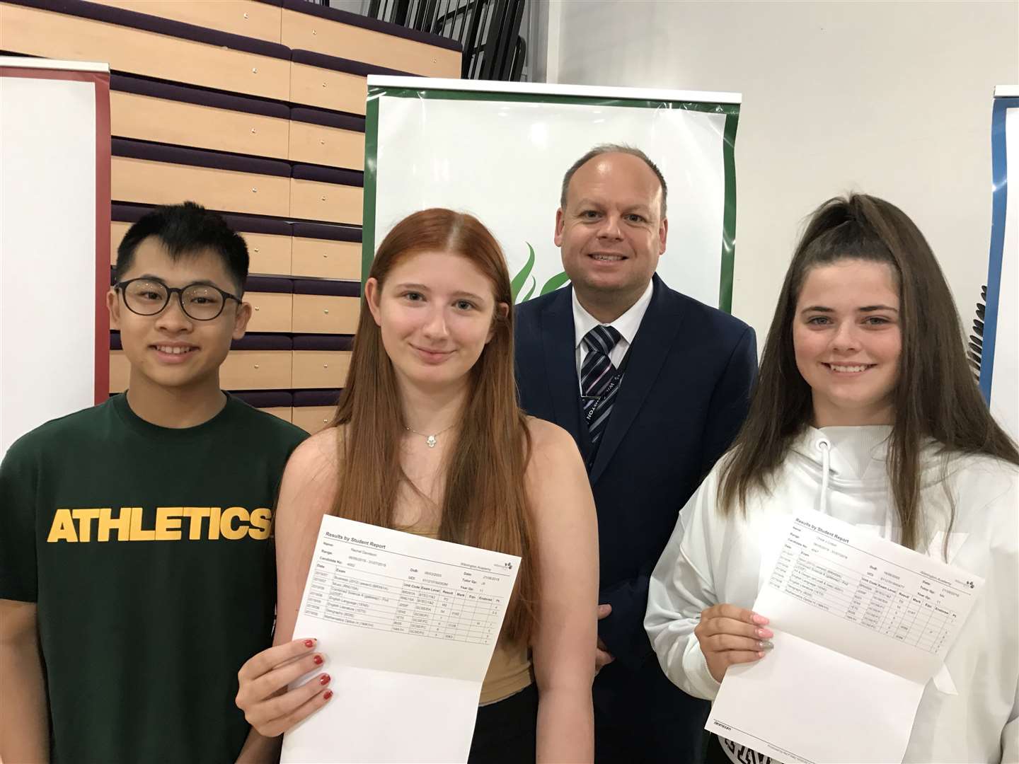 Alex Hung, Rachel Davidson and Chloe Cotton with head Mr Gore (15596486)