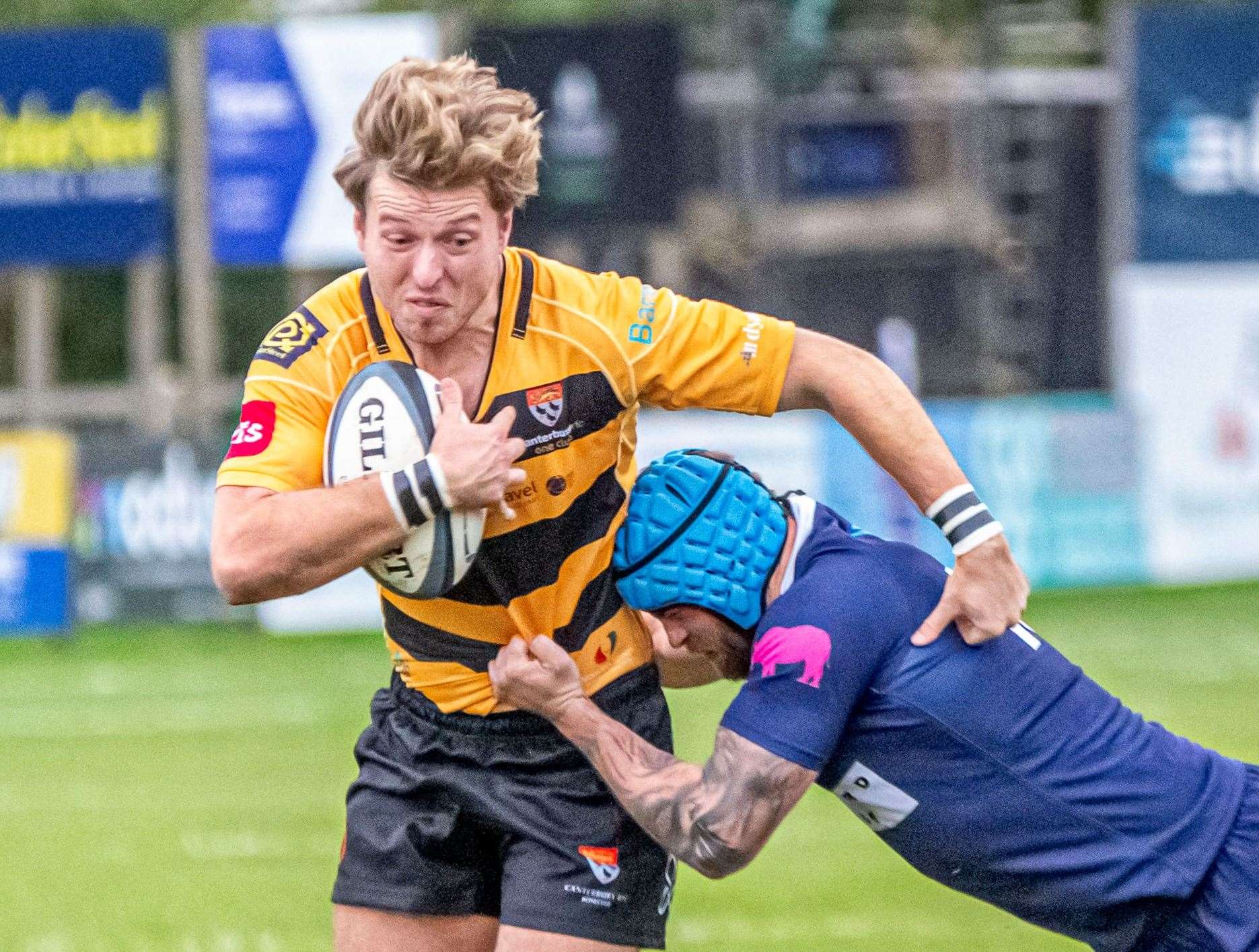 Alfie Orris comes under pressure for Canterbury against Barnes. Picture: Phillipa Hilton