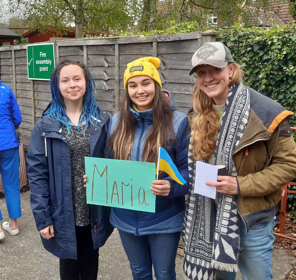 Bedfordshire-based studio manager Annelise Shaw, right, with Ukrainians Izabella, middle and Maria, left.