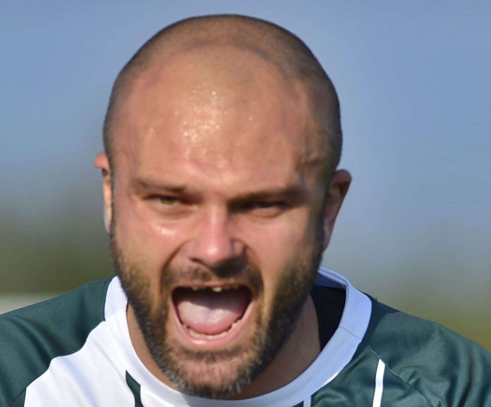 Two-goal matchwinner Gary Lockyer celebrates scoring for Ashford as they triumph 2-1 against Hartley Wintney in the FA Trophy at Homelands on Saturday. Picture: Ian Scammell