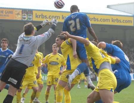 Dennis Oli scores the winner on Monday Picture: Grant Falvey