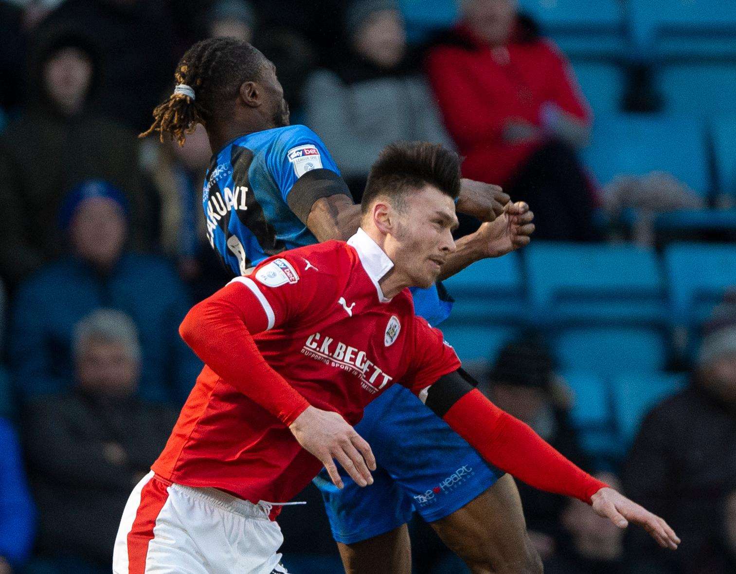 Gabriel Zakuani landed awkwardly after a challenge with Keiffer Moore on Saturday Picture: Ady Kerry