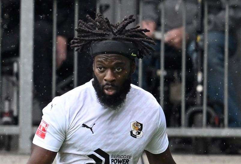 Duane Ofori-Acheampong - the striker will be banned as the Darts travel to take on the Rebels at Woodside Road. Picture: Keith Gillard