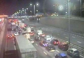 Traffic held on M25 at Dartford and queues back to Junction 2 at ...