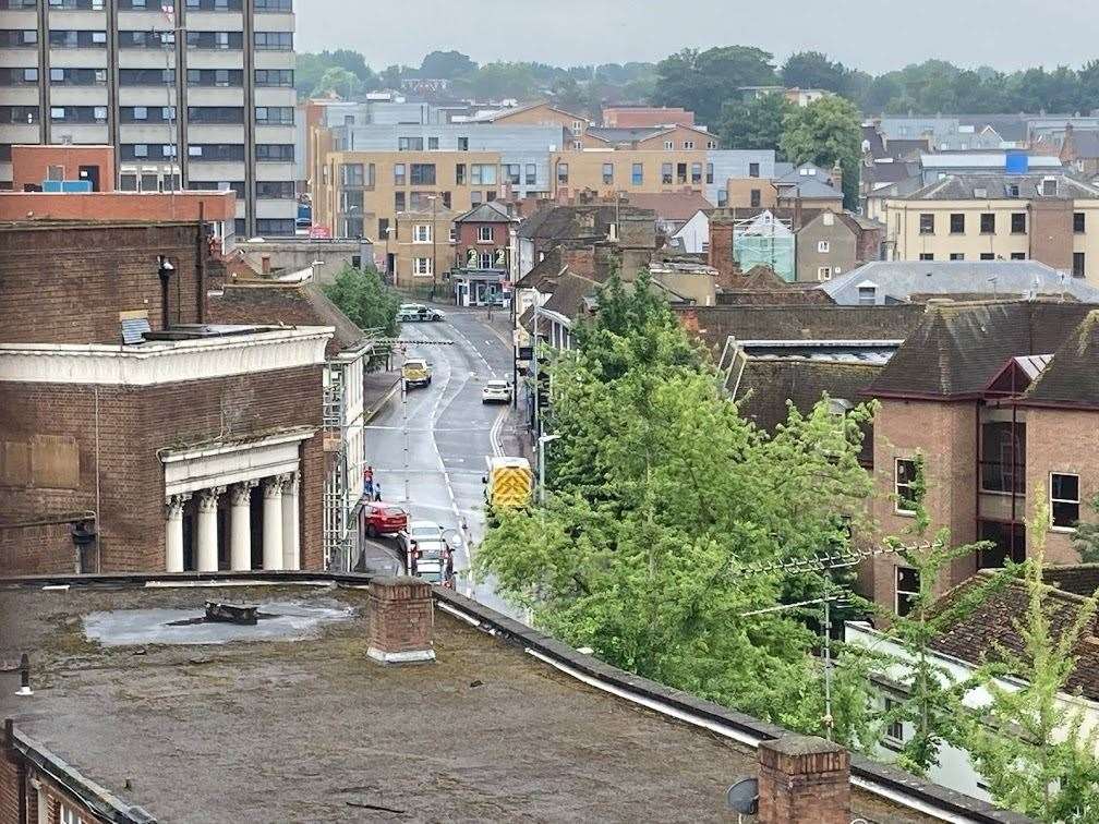 A view of the scene of the stabbing in Lower Stone Street