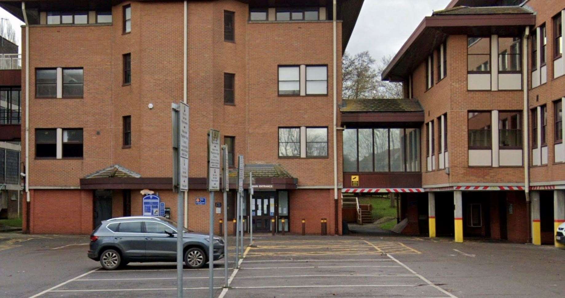 Police have made two arrests in connection with the alleged assault which took place outside the main entrance of the Stour Centre in Ashford. Picture: Google