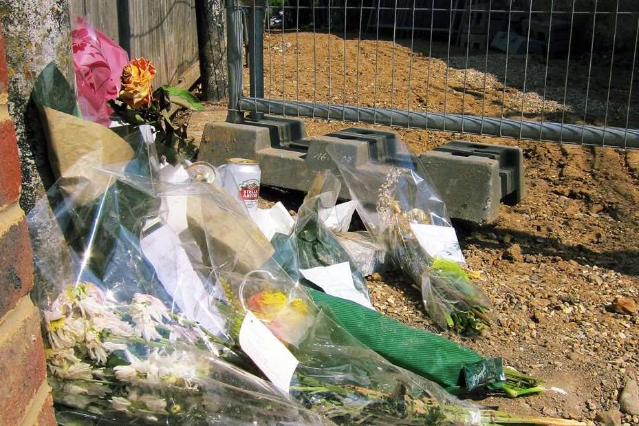 Flowers left at the scene of the tragedy in Bridgefield Road, Whitstable