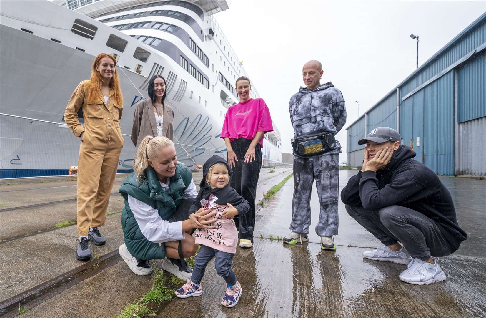 Daria Bondarenko with her daughter Oleksandra Kuleshyna and members of the Freedom Ballet (Jane Barlow/PA)