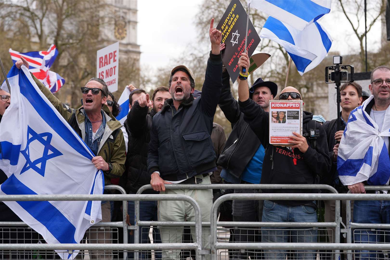 Demonstrators during a pro-Israel protest in Parliament Square, central London (Lucy North/PA)