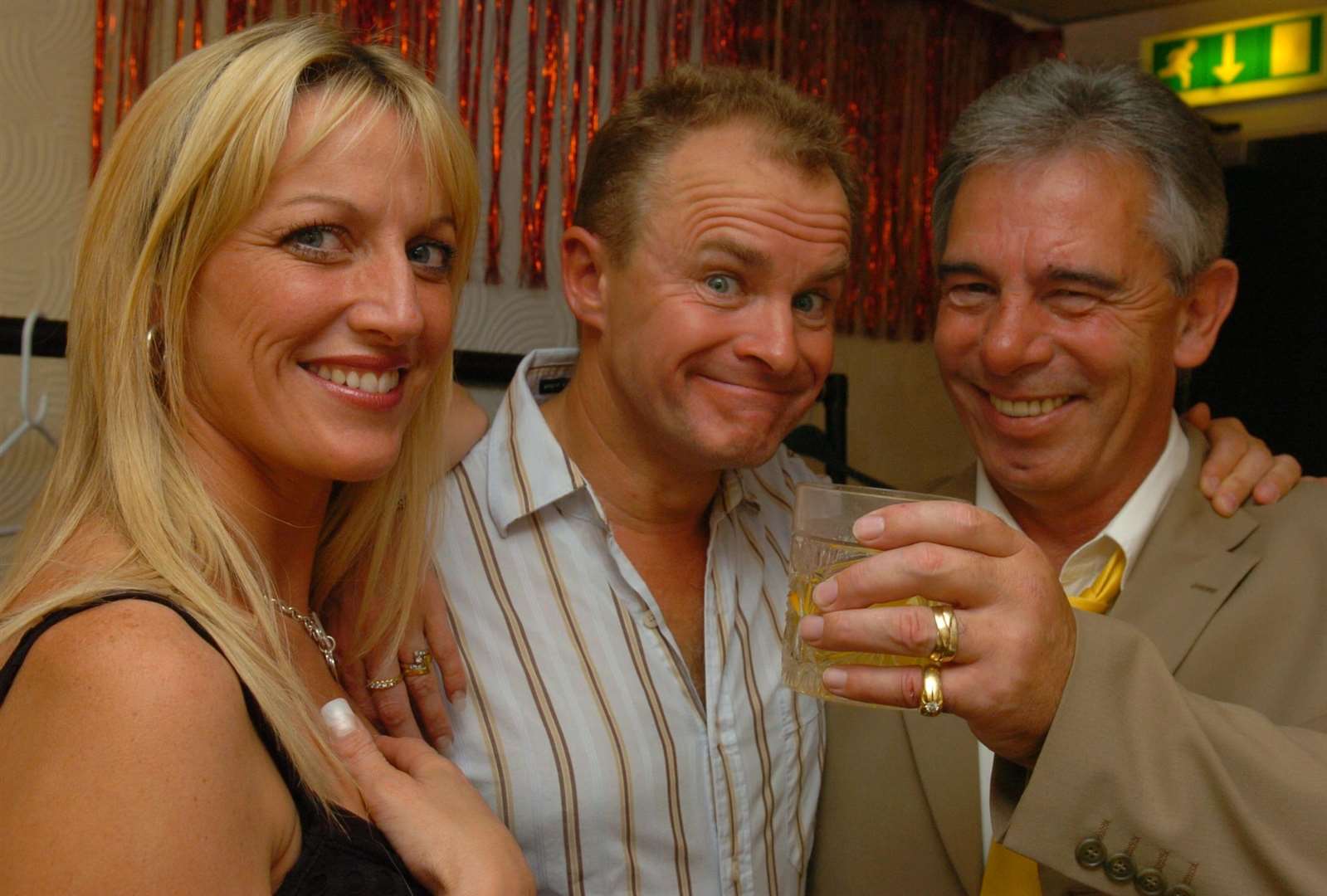 Bobby Davro with owners Tommy and Lee Dunne