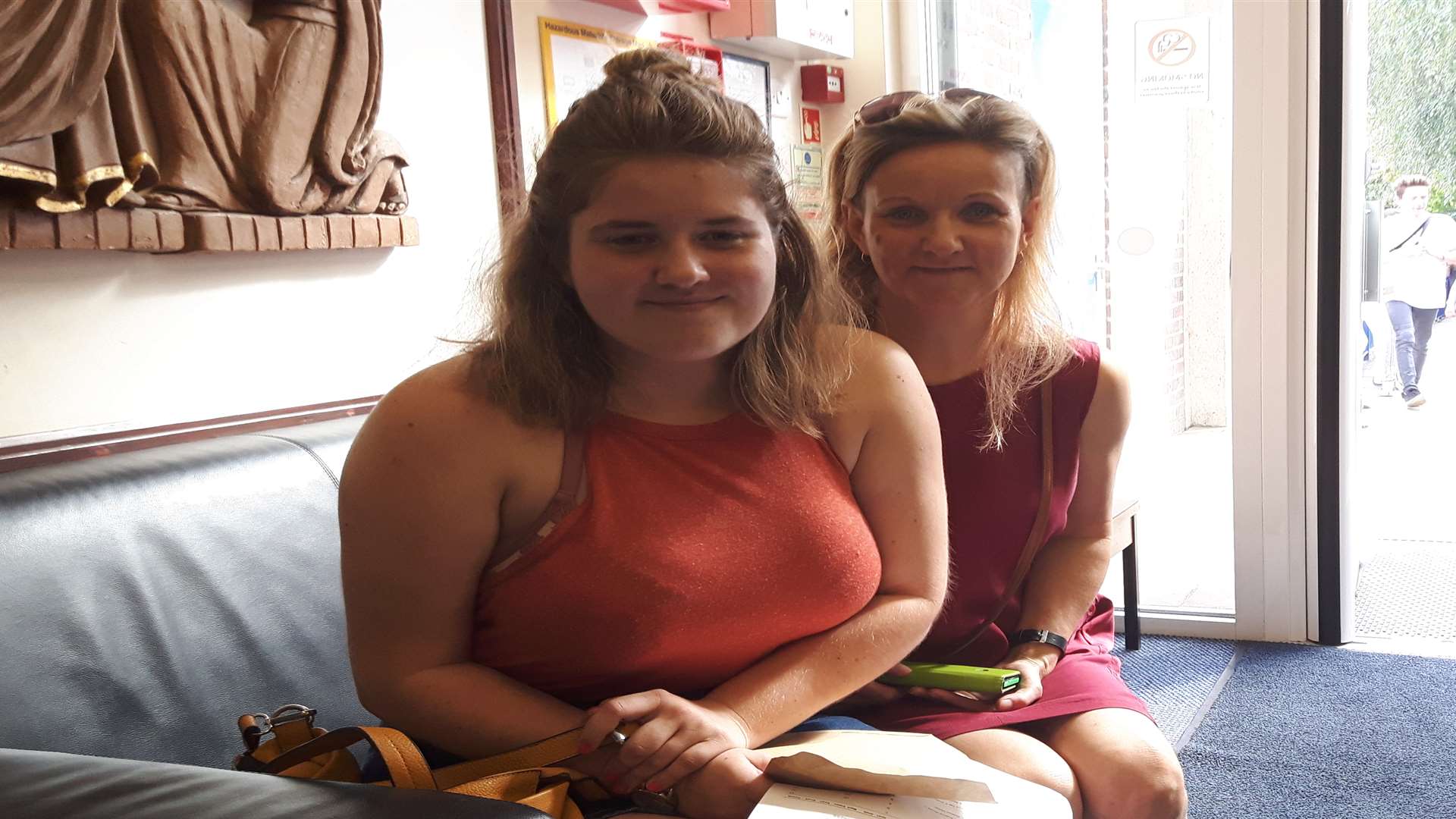 Marcelina Koziel pictured with mum Zanetta Koziel collects her results from St Simon Stock Catholic School