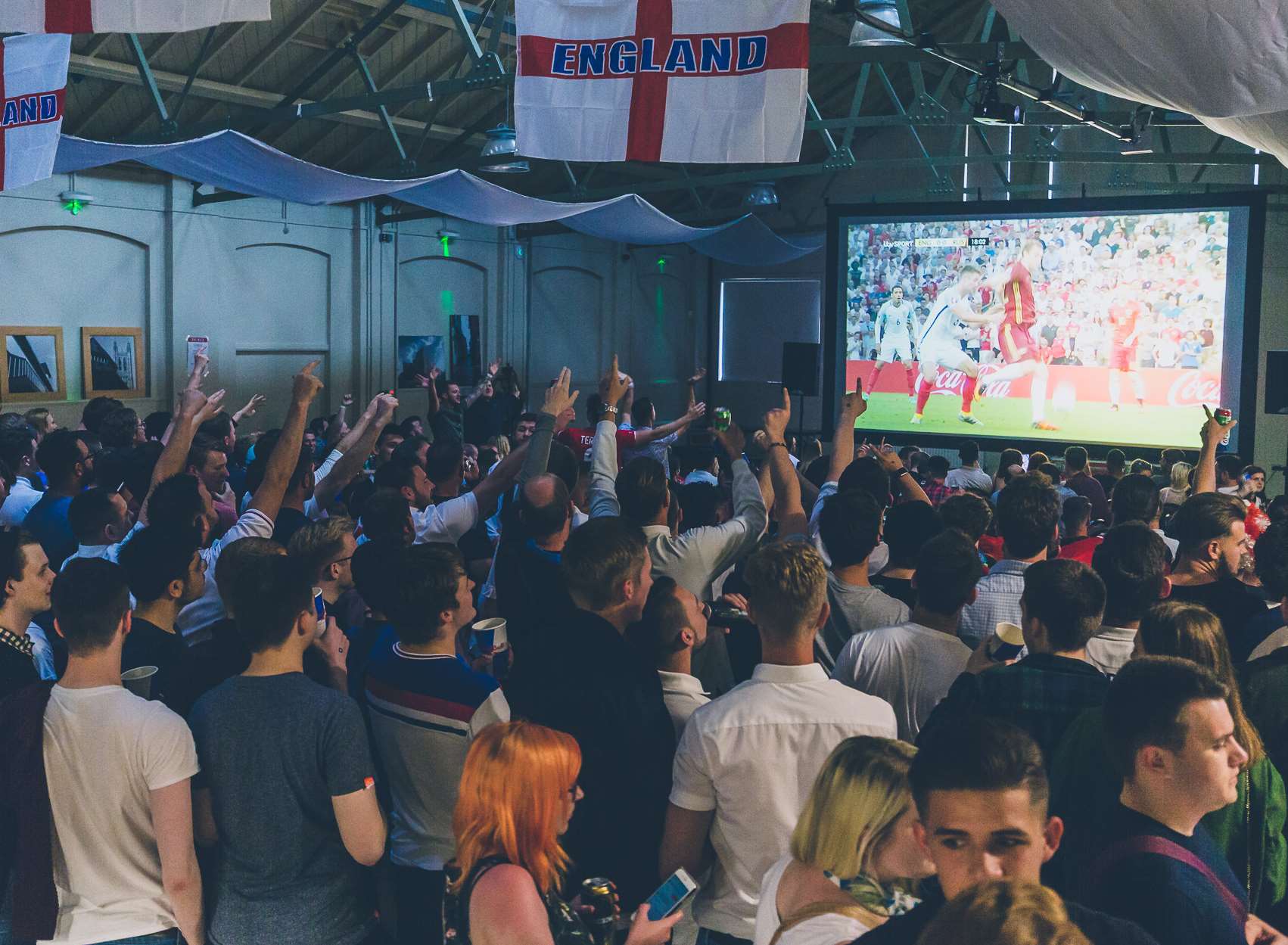 Huge 15ft screens were erected at the Westgate Hall. Pic: Ben Zeng