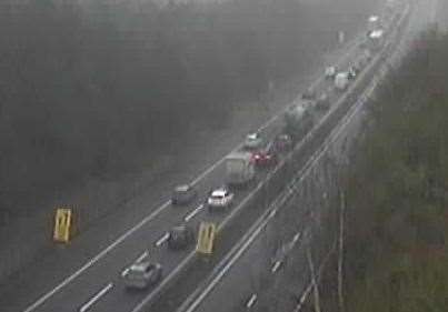 Drivers on the M26 near Wrotham Heath are facing delays due to a lorry fire. Picture: National Highways