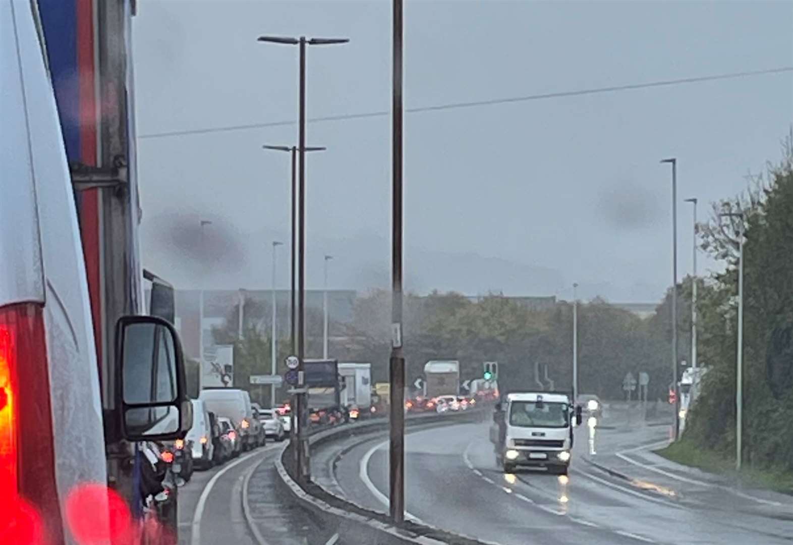 Traffic backed up on A289 on the Medway City Estate. Picture: Alex Langridge