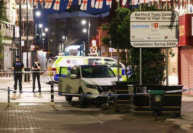 Police cordoned off part of Dartford High Street following the stabbing. Picture: UKNIP