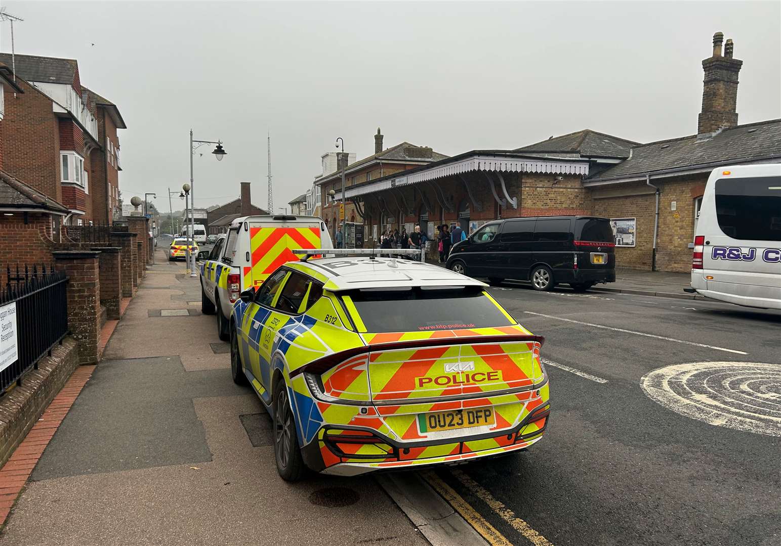 Police at the scene of a death on the tracks near Canterbury East railway station