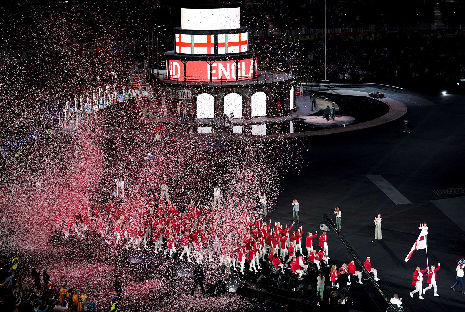 England athletes enter the stadium during the opening ceremony (Mike Egerton/PA)