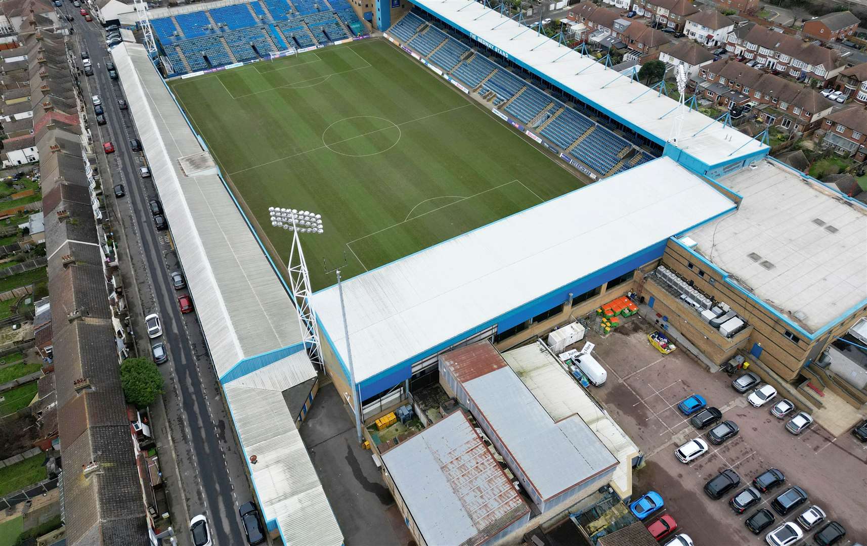 The existing area behind Priestfield Stadium’s Rainham End which would need to be demolished Picture: Barry Goodwin