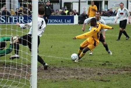 Goalmouth action from Crabble. Picture: MICK CHAPMAN