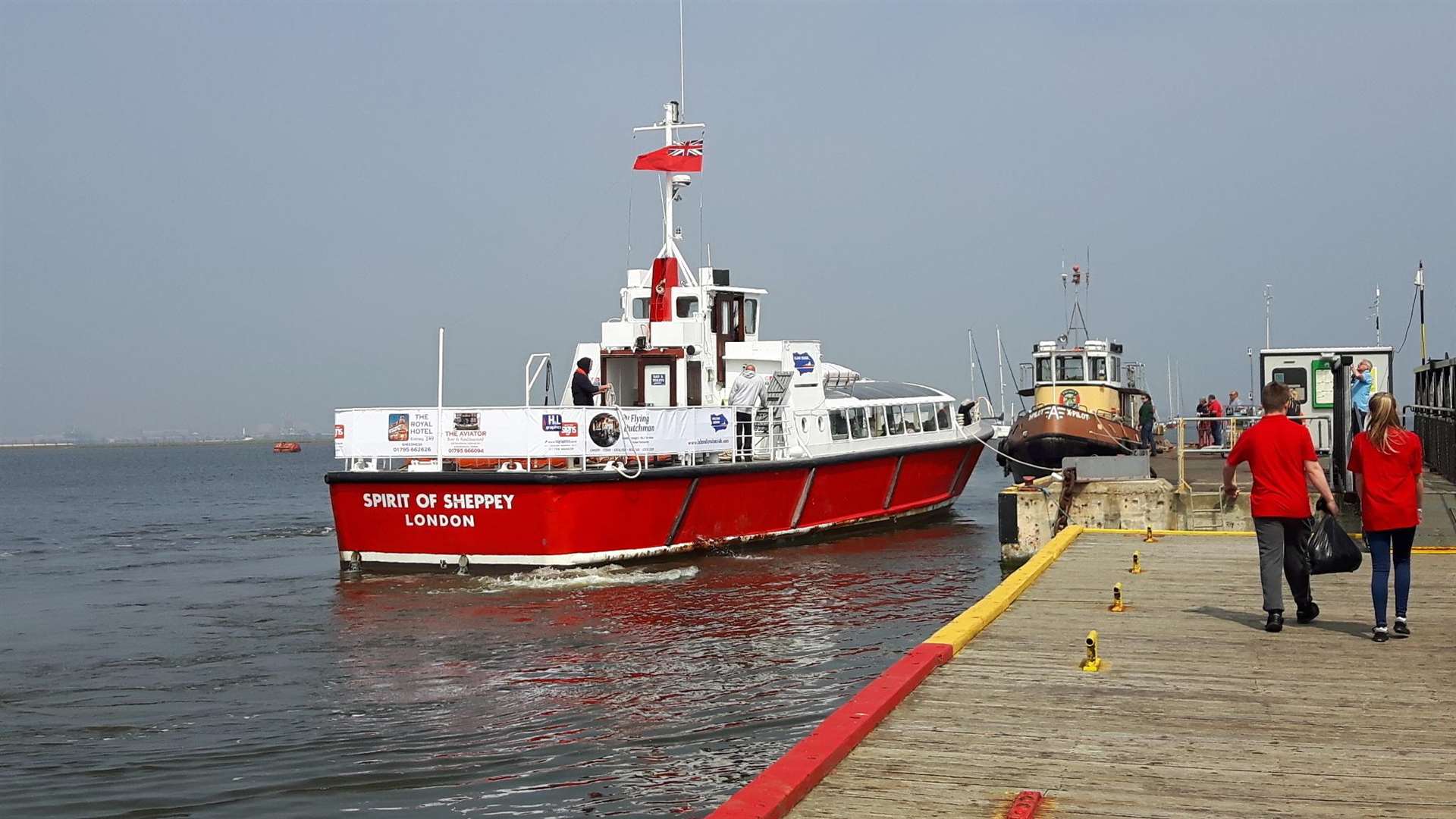 The Spirit of Sheppey docking at Queenborough for the maiden voyage of the Sheppey to Southend ferry