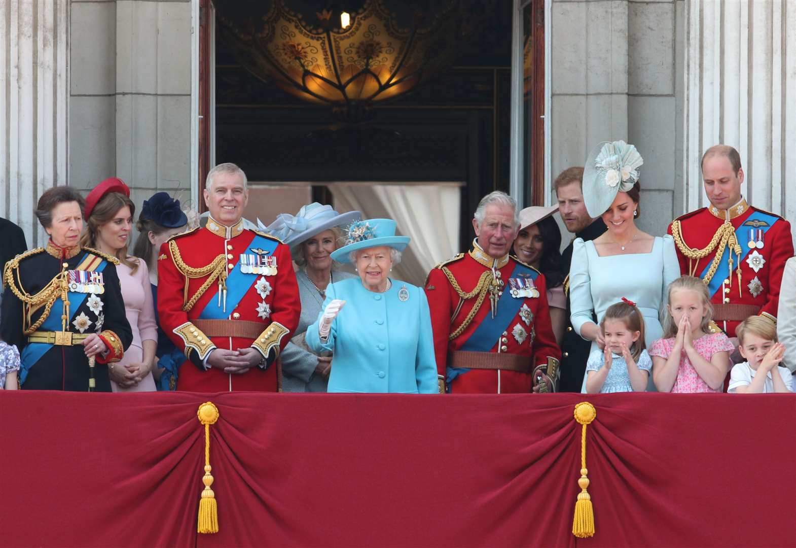 The Sussexes on the balcony with the royal family (Yui Mok/PA)