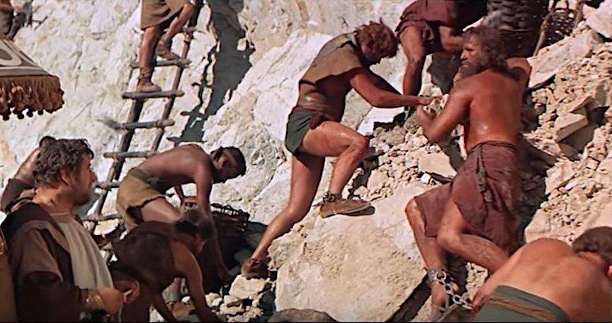 Workers, often slaves and convicts, toiled in the metalla as depicted in Stanley Kubrick's Spatriacus