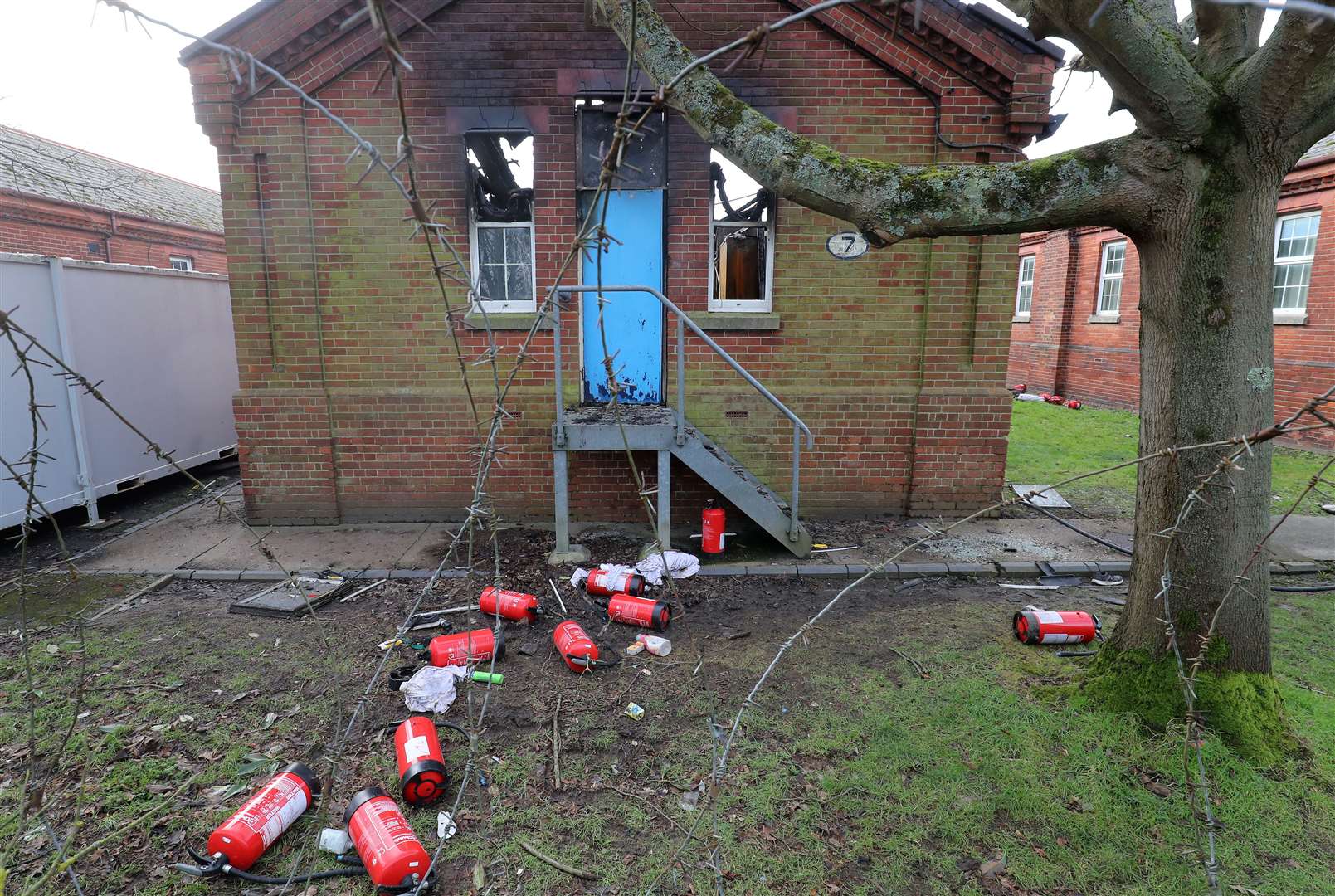 A burnt out accommodation block at Napier Barracks following a fire at the site (Gareth Fuller/PA)