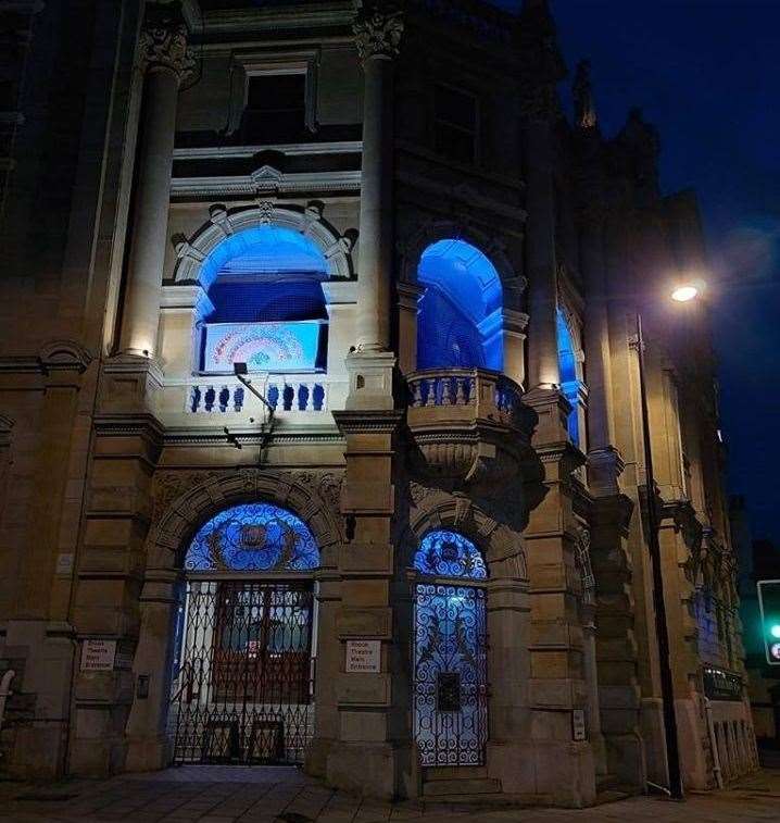 The Brook Theatre in Chatham was also lit up. Throughout lockdown, these landmarks were lit up in blue to show support for the NHS.