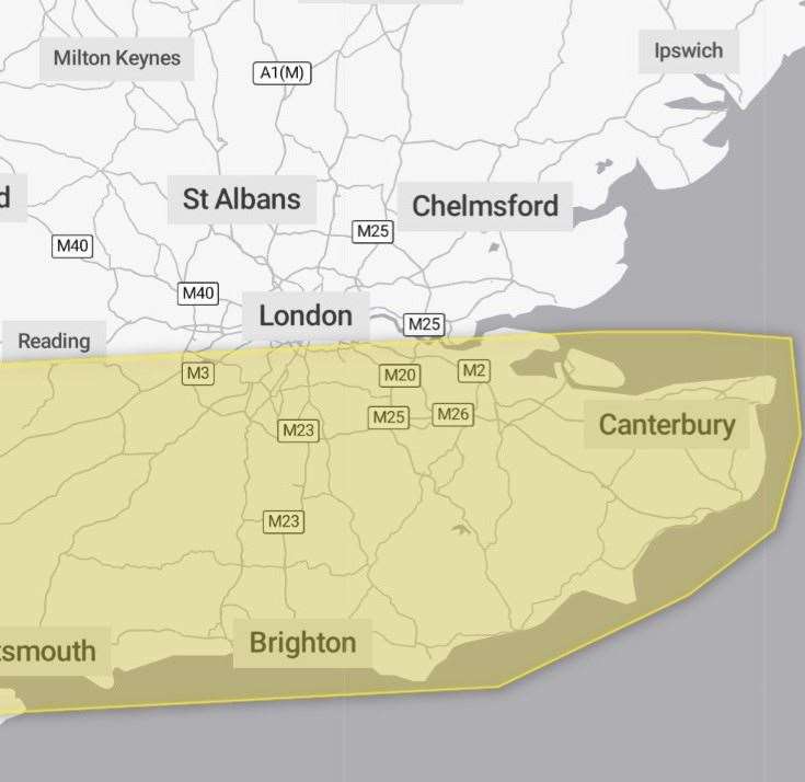 A yellow warning of snow has been issued for Kent. Picture: Met Office