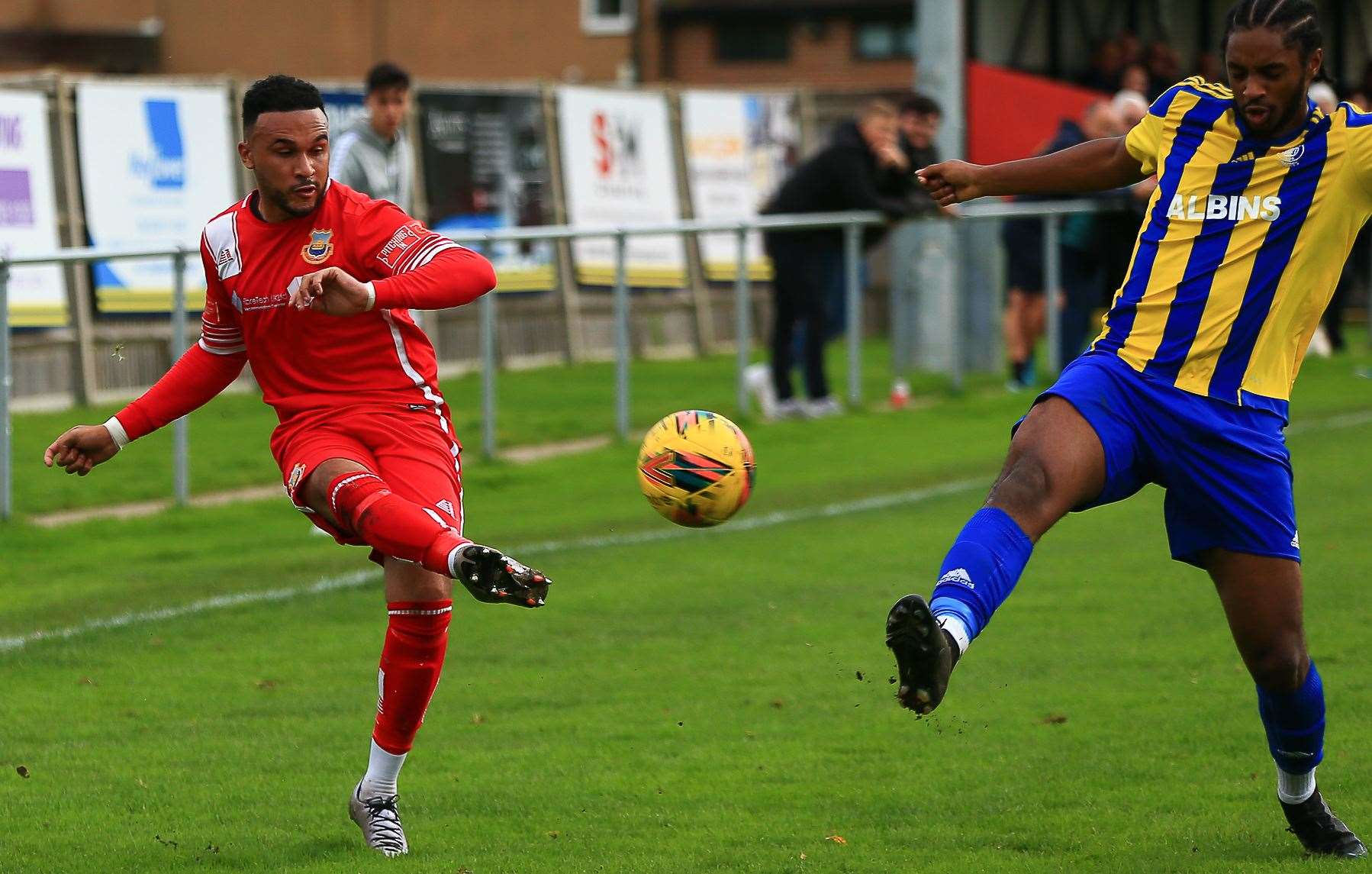 Dean Grant crosses. Picture: Les Biggs