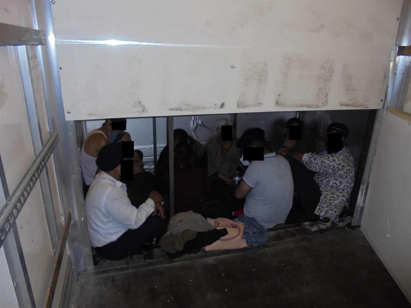 The hide exposed showing some of the people concealed inside. Picture: Home Office