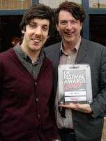 Lounge On The Farm organisers Matt Gough and Sean Baker show off their UK Festival Award for Best Line-Up outside The Farmhouse.