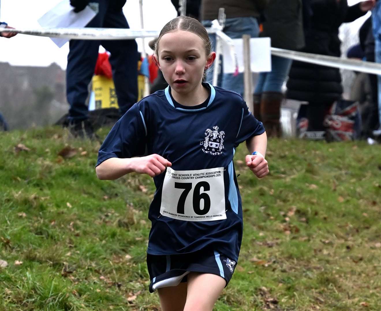 Isabella Smith of Maidstone (No.76) in the Year 7 girls’ race. Picture: Simon Hildrew