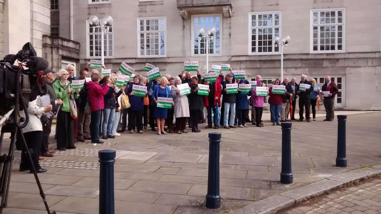 Protesters opposed to the scheme