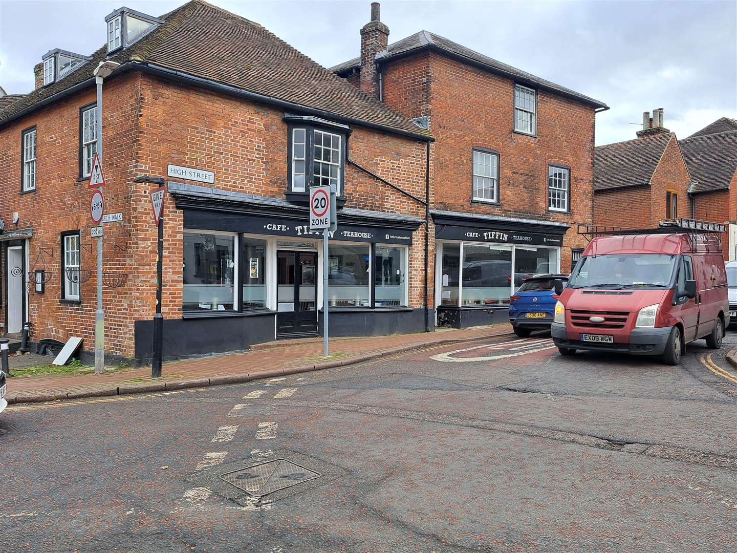 The entrance to East Malling High Street from New Road