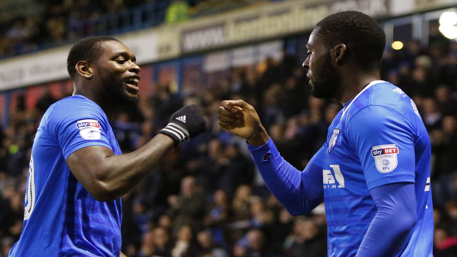 Fistbumps from Jay Emmanuel-Thomas and Nouble after Nouble's opening goal Picture: Andy Jones