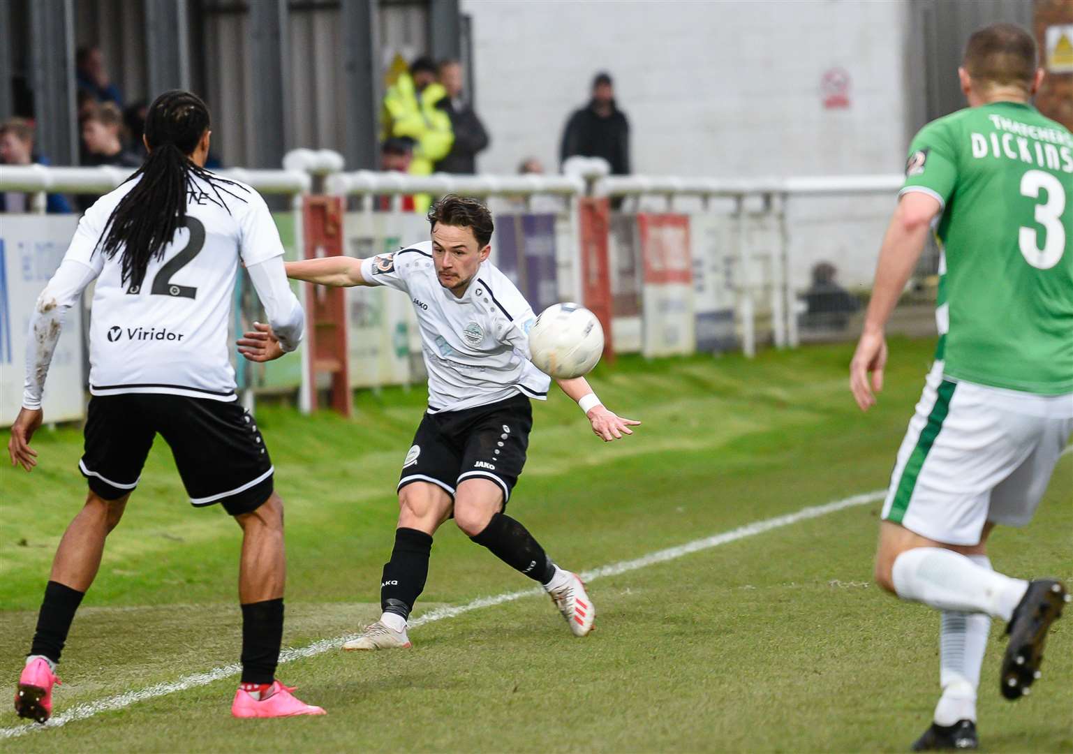 Dover midfielder Jack Munns clips the ball forward during his side's 1-0 loss to Yeovil. Picture: Alan Langley