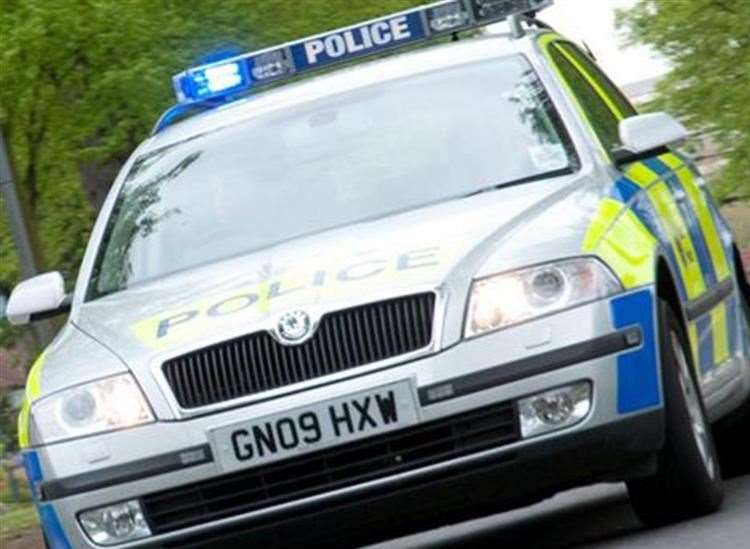 A police car was damaged in the pursuit. Stock image