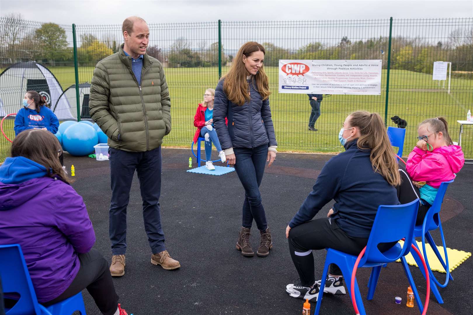 The Duke and Duchess of Cambridge meet young people during a visit to the Cheesy Waffles Project (Andy Commins/Daily Mirror)