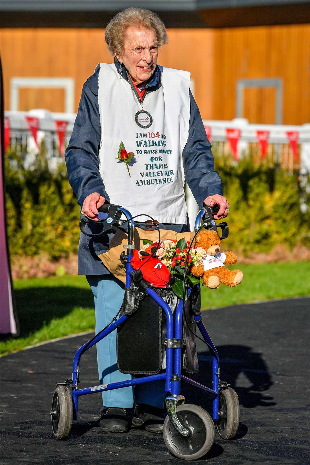 Ruth Saunders completed the marathon walk to raise money for Thames Valley Air Ambulance (Ben Birchall/PA)