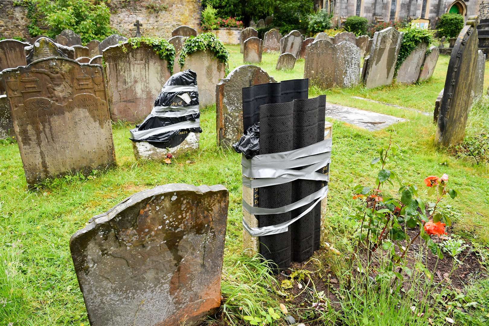 The smashed grave in Henbury, Bristol (Ben Birchall/PA)