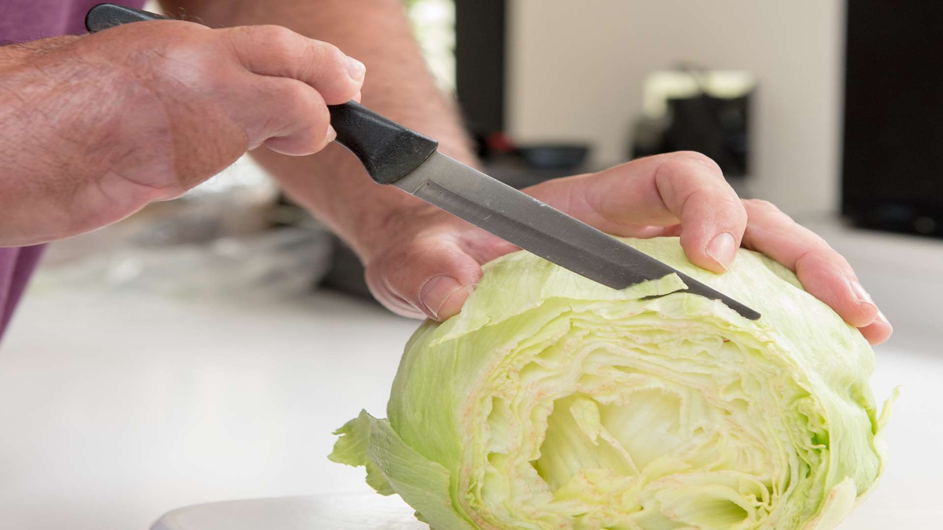 Jeremy can now cut up a lettuce. Picture: SWNS
