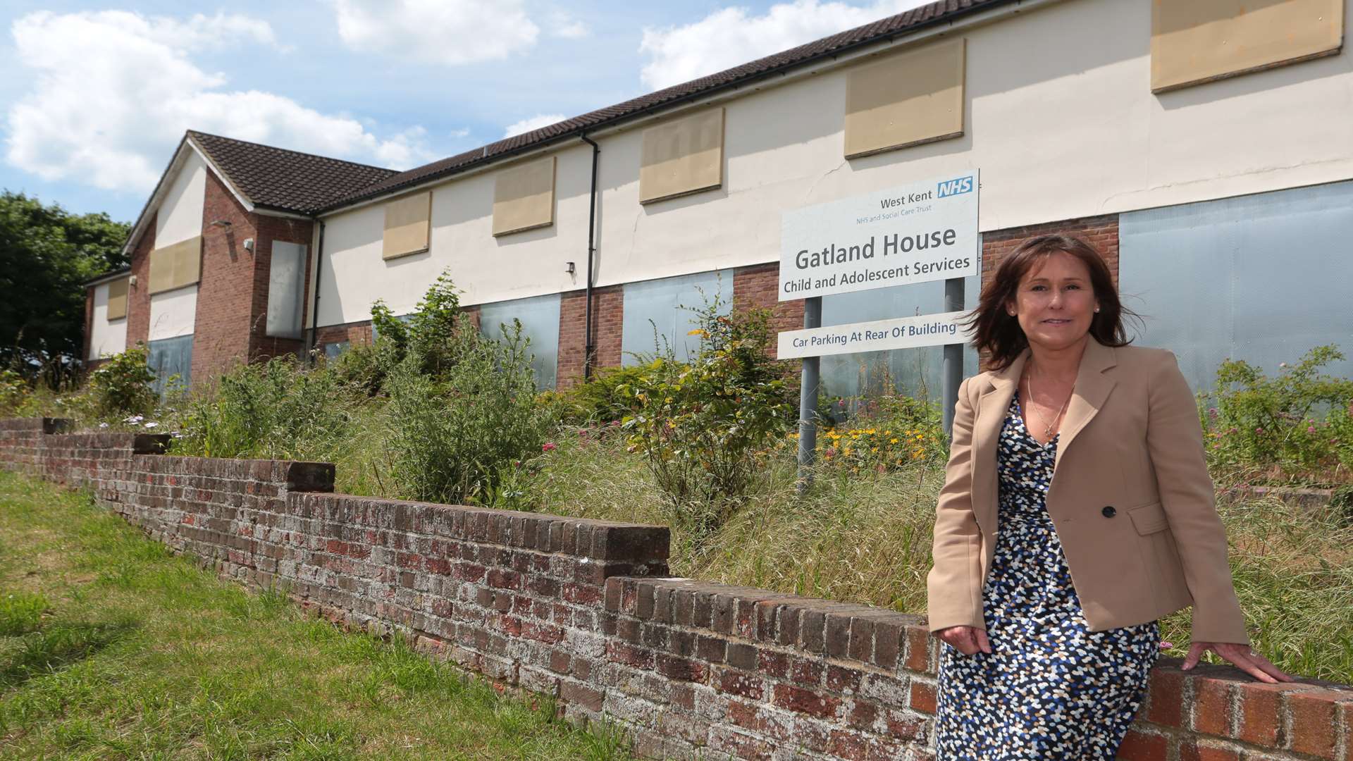 Headteacher Anne Allen outside the building in Fant Lane before it became Jubilee Primary School.