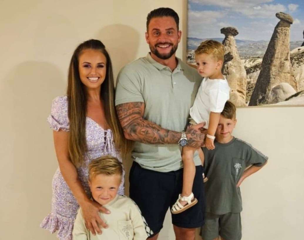 Rick and Katrina on holiday with their children, Louis, Karson and Arlo. Picture: Katrina Binfield