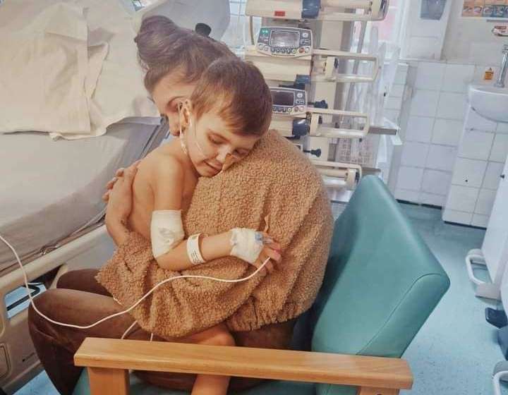 Mum-of-three Jessica Cooke with her son, Leslie, who is fighting a rare kidney cancer. Picture: Alison Godden