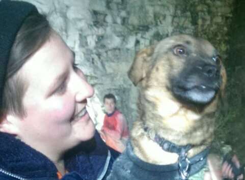 Otis reunited with friend and helper Rose Bell. Picture: Heather Tait