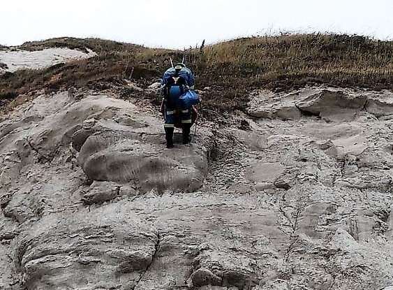 The Coastguard sent a rope rescue technician over the edge. Photo: Folkestone Coastguard