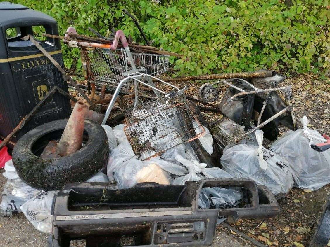 Some of the rubbish pulled from the River Stour in Canterbury